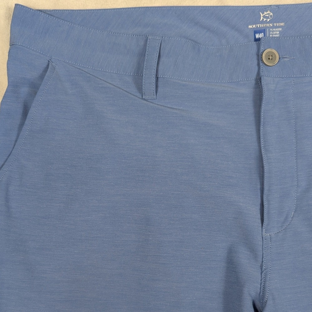 Southern Tide Mens Blue Performance Golf Shorts W40 Heathered Stretch Hybrid